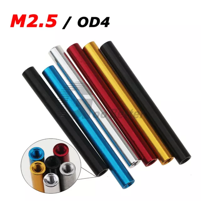 M2.5 / OD 4mm Aluminum Threaded Sleeve Stud Round Standoff Pillars Connector Nut