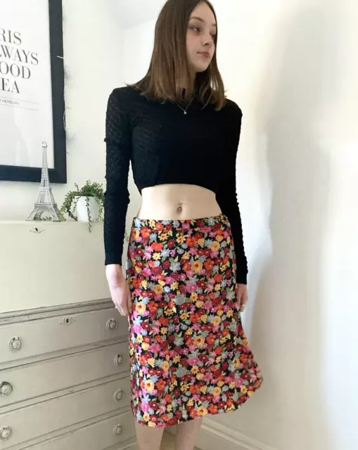 Vintage 70s Skirt Floral Flared Midi by 1601 (USA) 10-12 UK -  True Vintage 0304