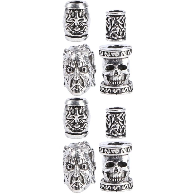 8 Pcs Viking Beard Beads Vintage Rings Women Mens Accessories Jewelry