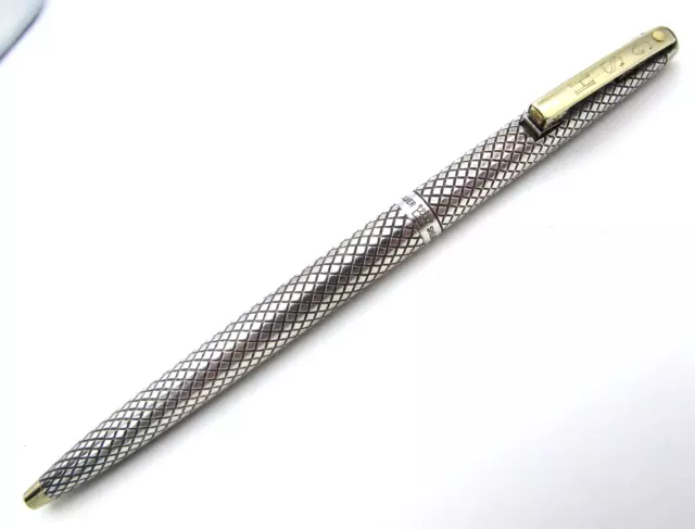 Sterling Silver SHEAFFER Imperial Ballpoint Pen Cross Hatch Pattern