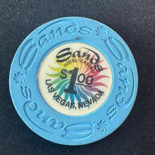 Sands $1 Casino Chip Las Vegas N2128 value code K multi-colored pinwheel 1970's