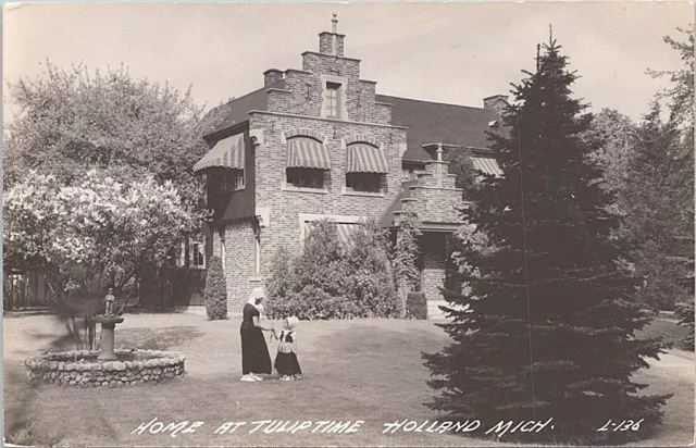 RPPC Holland MI "Home at Tulip Time" 1940s