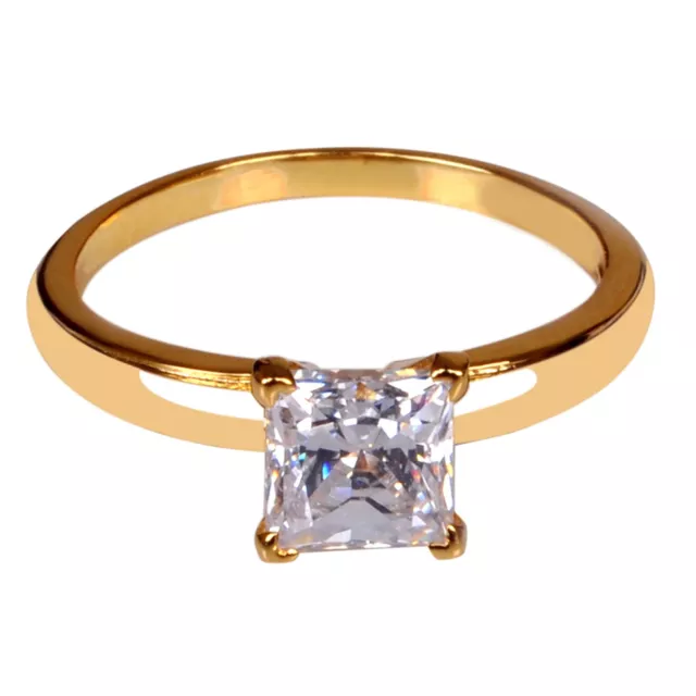 14KT Gold & D/VVS1 Princess Shape 2.00 Carat Solitaire Women's Ring