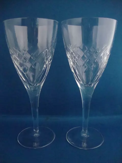 2 x Edinburgh Crystal Torrent Cut Pattern Water Goblets Large Wine Glasses Sgd