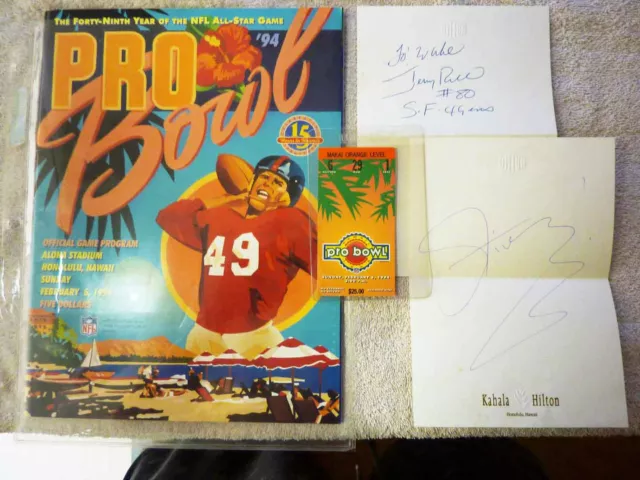 1994 Pro Bowl Program, Ticket Stub, Steve Young & Jerry Rice Autographs Honolulu