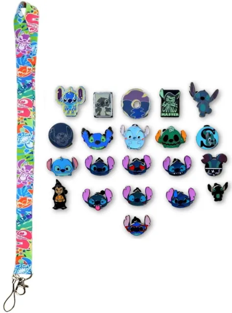 Stitch Lanyard Starter Set with 5 Lilo & Stitch Themed Disney Trading Pins - NEW