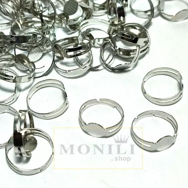 1000pz base per anelli regolabile anello fit 5mm colore argento nickel free