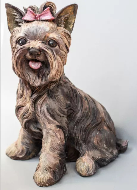 Yorkie Dog Cremation Urn Pet Ashes Yorkshire Terrier Memorial Statue Grave Decor