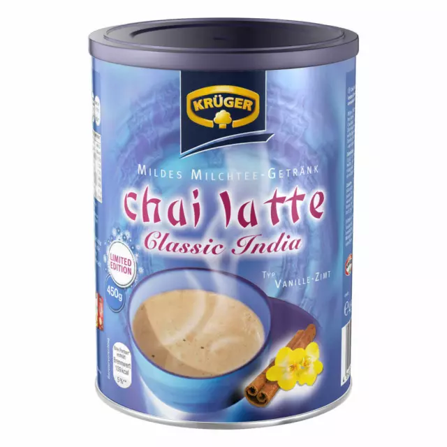 Krüger Chai Latte Classic India Vanille-Zimt Milchtee Teepulver Instant 8 x 450g