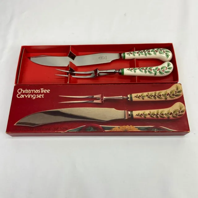 CHRISTMAS TREE by Spode Carving Set Fork & Knife England