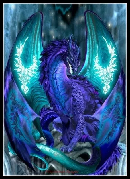 Blue Dragon - Chart Counted Cross Stitch Patterns Needlework DIY DMC Color