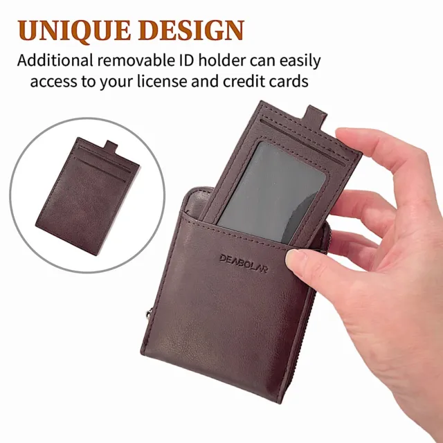 Men RFID Blocking Leather Bifold Wallet Credit Card ID Holder Zip Around Purse 4