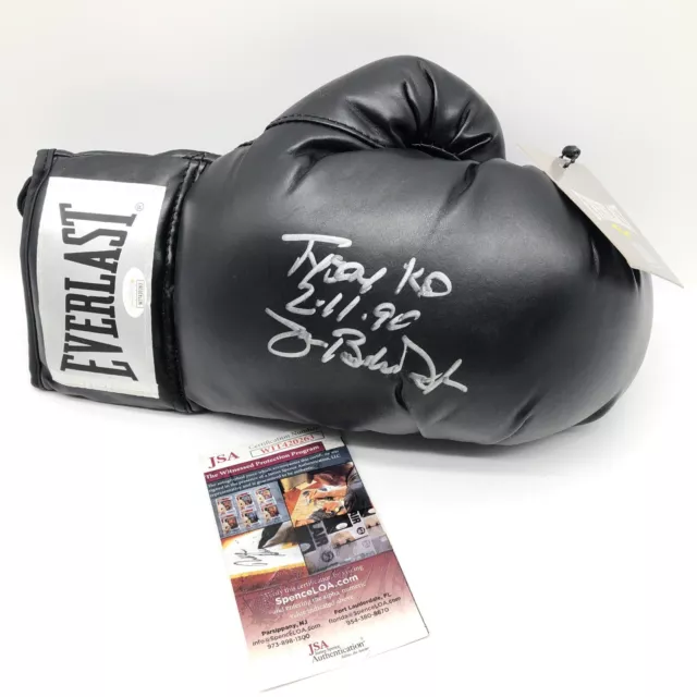JSA Buster Douglas Signed Everlast Black Boxing Glove w/Tyson KO Date W/ CERT.