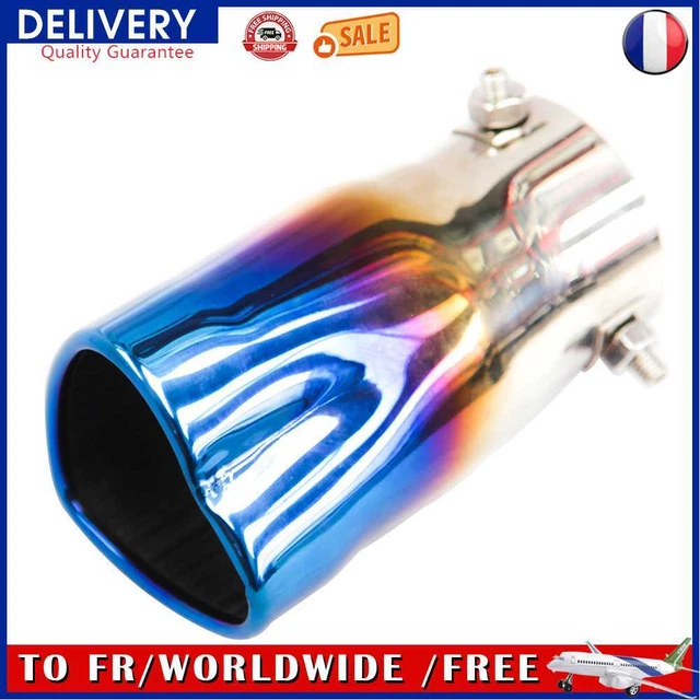 Stainless Steel Car Exhaust Tip Bolt-on Heart Edge 2.5 inch Inlet (Blue)