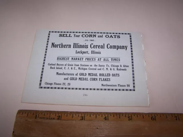 1918 NORTHERN ILLINOIS CEREAL COMPANY Paper Ad LOCKPORT ILLINOIS Gold Medal