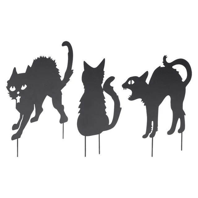 3 piezas Estaca de jardín para gatos Halloween esquejes de jardín decoración de puertas animal