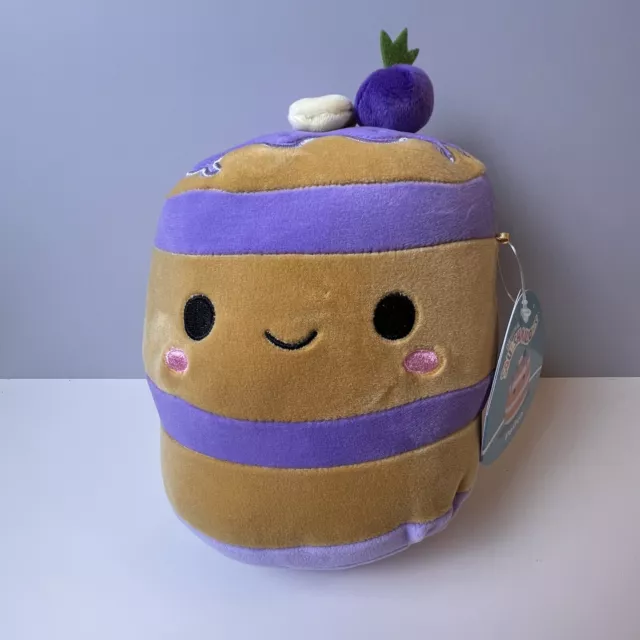 Squishmallow Food 7.5 Inch Paden the Pancakes Soft Blueberry Plush New