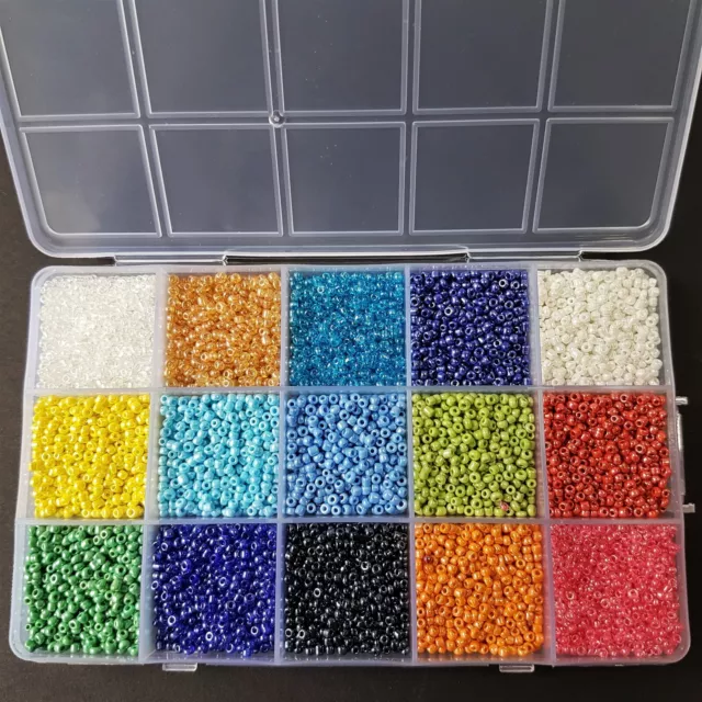Box Perlen Set Schmuck-Bastel-Set Rocailles ca. 2mm 10.000 St. Indianerperlen 1D