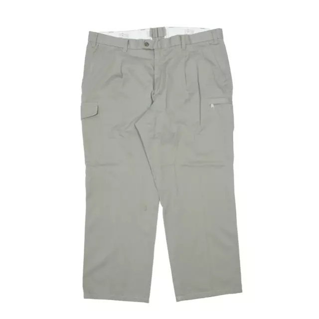 EDMONTE Pleated Chino Trousers Grey Regular Straight Mens W38 L28