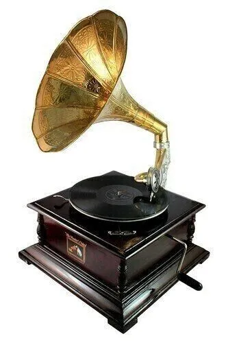 Antique Working Record Player Vintage Replic Gramophone Phonograph Vinyl Wind up