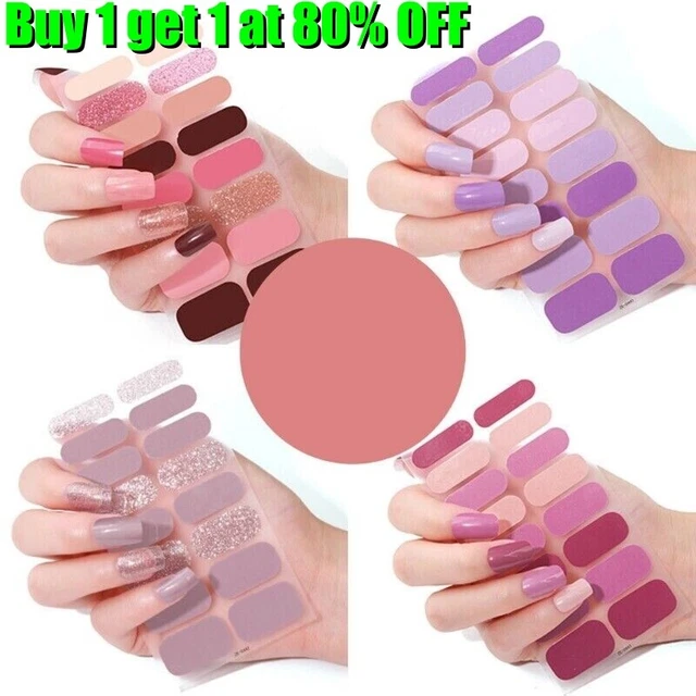 Adesivi unghie gel 16 strisce lampada semi curata UV richiesti involucri gel glitter opaco