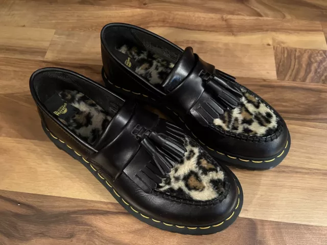 Doc Dr. Martens Adrian Leo Leopard Loafers Shoes Cheetah Fur Sz.7 RARE