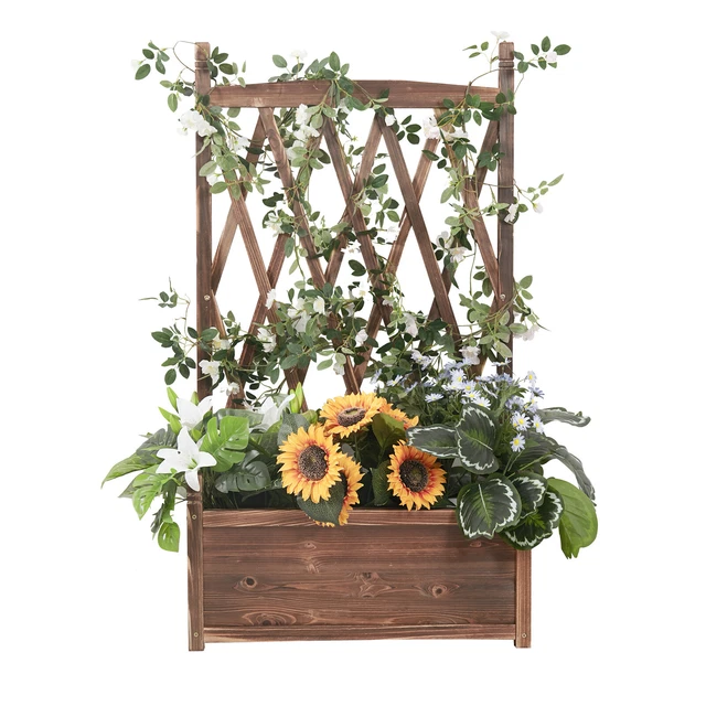 Large Plant Lattice Wooden Garden Planter Trellis 20cm Deep Vegetable Flower Bed
