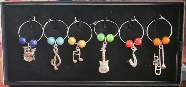 Boxed set of 6 Musical Instruments Charms Jewellery