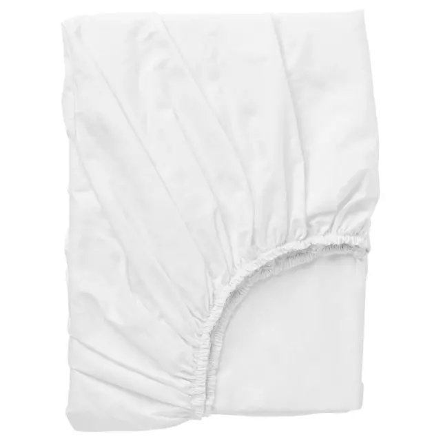 Ikea Dvala Fitted Sheet 100% Cotton Great Quality All Sizes Available [ White ]