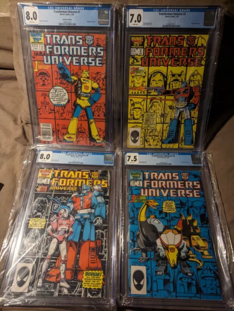 Set of (4) Marvel's TRANSFORMERS UNIVERSE #1, 2, 3, 4 CGC-Graded Slabs [1986-87]