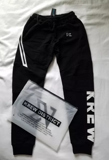 Krew District Joggers Adult Size Small Black Logo Sweat Pants New Tags