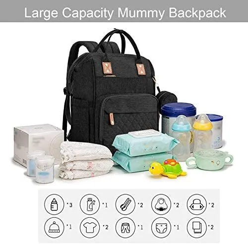 Multi-Functional Baby Diaper Bag Backpack with Bassinet Changing Station Crib 17