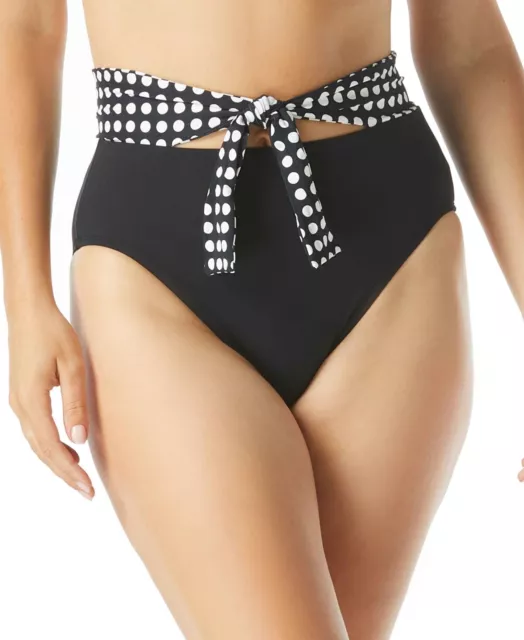 MSRP $64 Coco Reef Women Tie High-Waist Bikini Bottoms Black Size XL NWOT