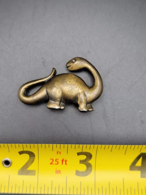 VTG Brontosaurus Dinosaur Shaped Brooch Pin Pewter Signed JJ Jonette Rare Shape