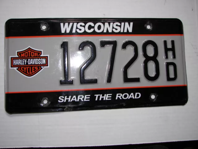 Wisconsin - Harley Davidson - License Plate H D Share The Road - 12728 Hd -