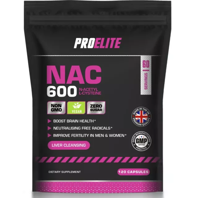 NAC N Acetyl L Cysteine 600mg 120 Capsules Amino Acid Supplement Vegan UK Made