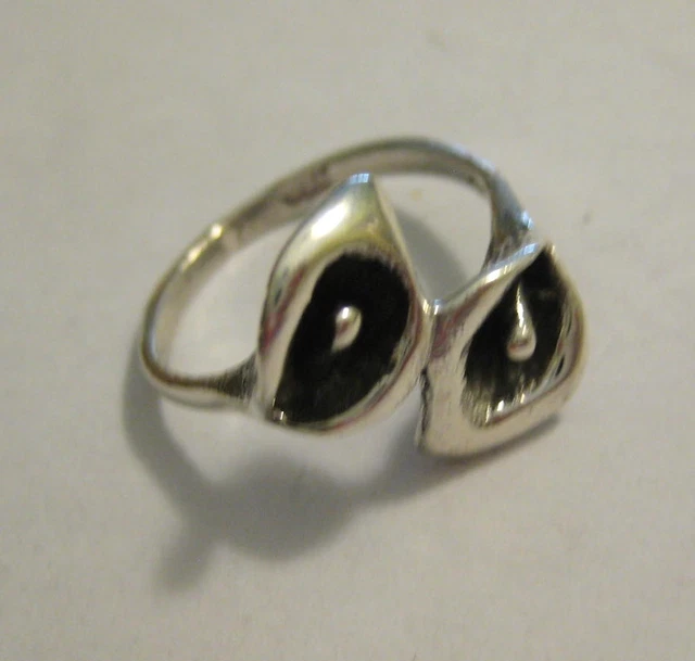 Mexican 925 Silver Taxco Oxidized Etched Double Calla Lily Flower RING To Choose 2