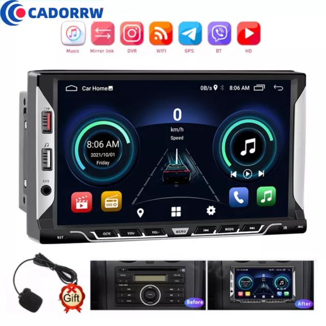 7" Double 2 DIN Android 13 Car Stereo Radio GPS Navi WiFi Head Unit FM/RDS 6 USB