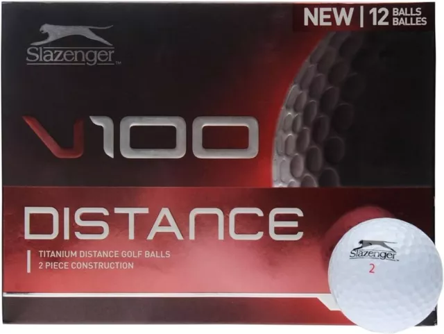 New Slazenger V1 V100 Distance White Golf Balls - 12 Balls In Pack - Boxed