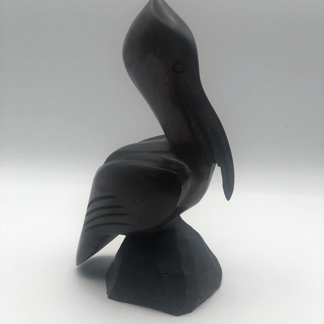 Hand Carved Ironwood Pelican 10” Tall Glossy Finish