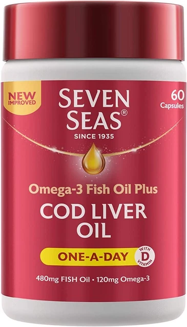 Seven Seas Omega-3 Fish Oil Plus Cod Liver Oil One A Day Capsules - Pack of 60