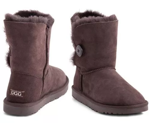 OZWEAR Kid Connection Unisex Button Ugg Boot - Chocolate