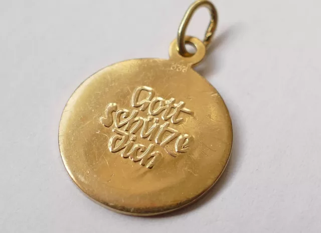 Anhänger "Gott schütze dich" 333 Gelbgold Vintage pendant gold