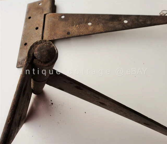 LOT antique 2pc 12" BARN DOOR STRAP HINGES lancaster pa AMISH FARM 4