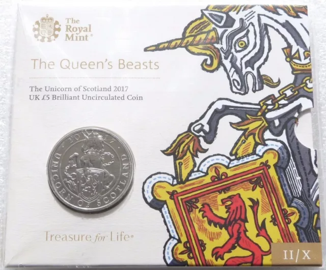 2017-II Royal Mint Queens Beasts Unicorn of Scotland £5 Five Pound Coin Pack