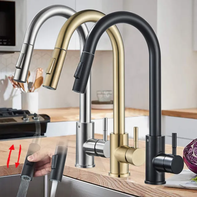 Kitchen Sink Mixer Taps Pull Out Tap 360° Swivel Spout Single Lever Mono Faucet