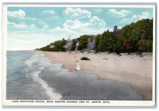 c1910 Lake Michigan Beach Near Benton Harbor and St. Joseph MI Postcard