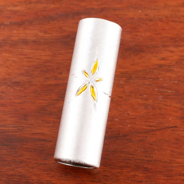 Napier Sterling Silver Cigarette Lighter Case Brushed Textured Case Orange Star