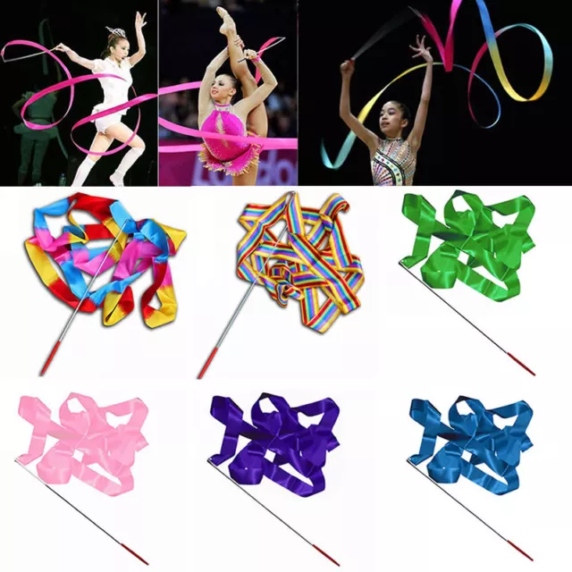 4M Dance Ribbon Gym Rhythmic Art Gymnastic Ballet Streamer Twirling Rod