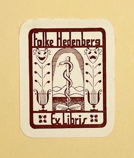 Vintage Ex libris - Doctor - Folke Hedenberg - Karl Hellstrom - 20th Century